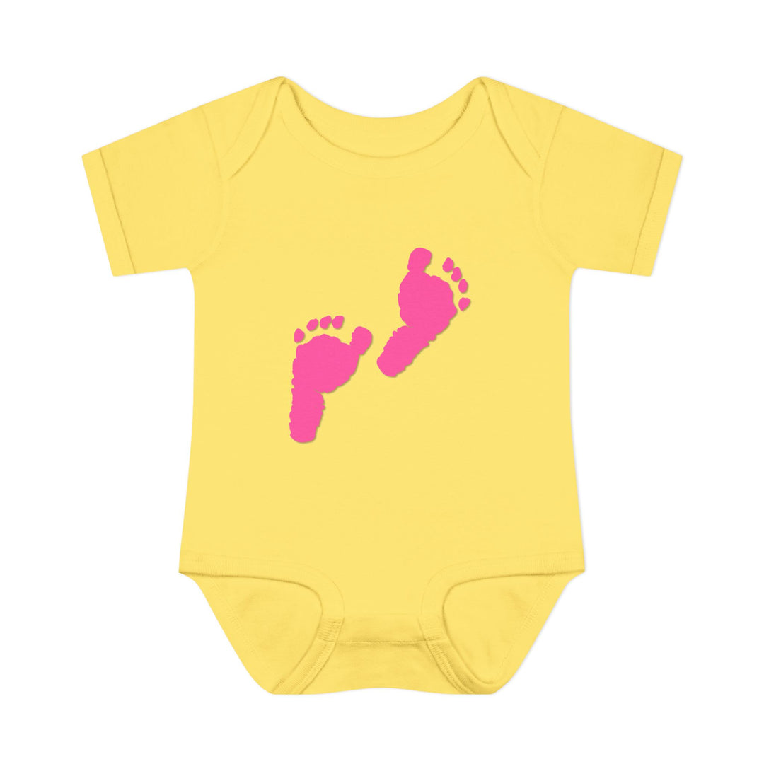 Baby Steps "Baby Feet" Acrostic Poem Bodysuit - Pink Footprints