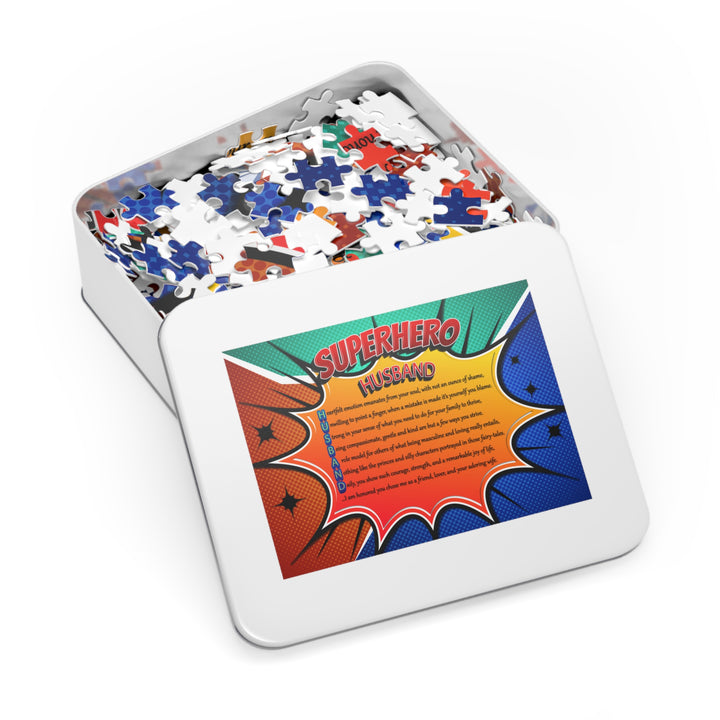 Husband Acrostic Poem Puzzle - Comic Style- Tin Box