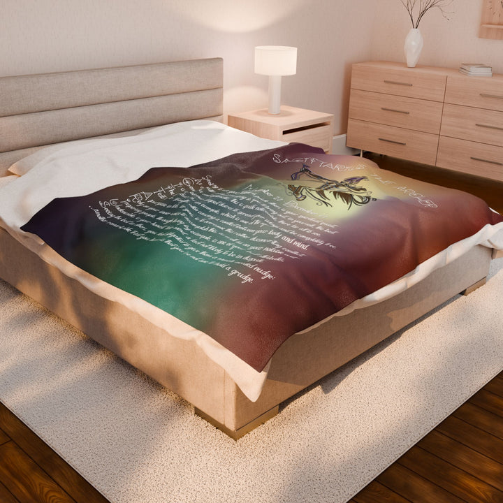 Sagittarius Acrostic Poem Velveteen Plush Blanket - Colored