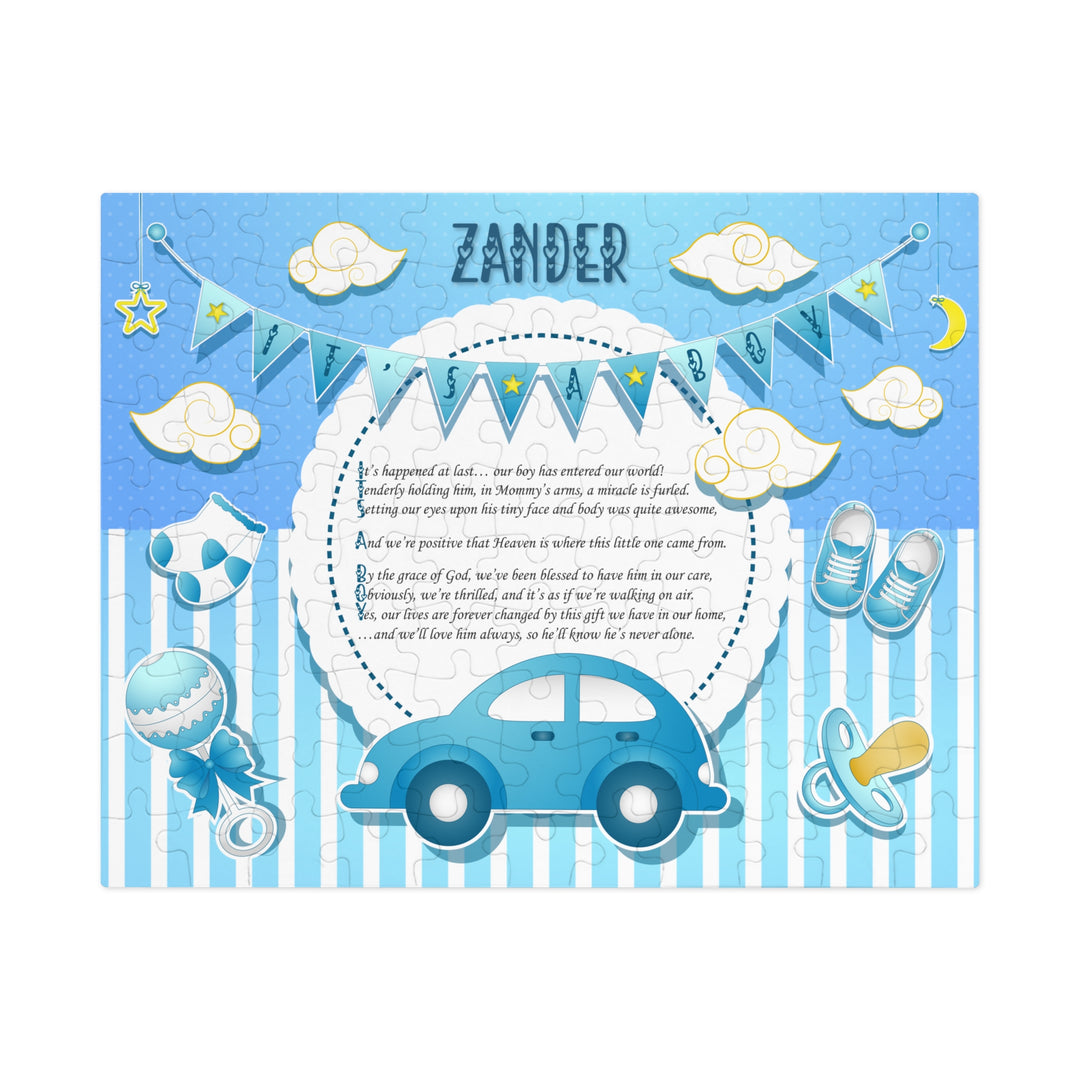 It's a Boy Acrostic Poem Puzzle - Blue Stripes - Tin Box - Personalized