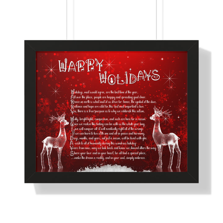 It's Just a Phrase "Happy Holidays" Framed Horizontal Acrostic Poem Poster