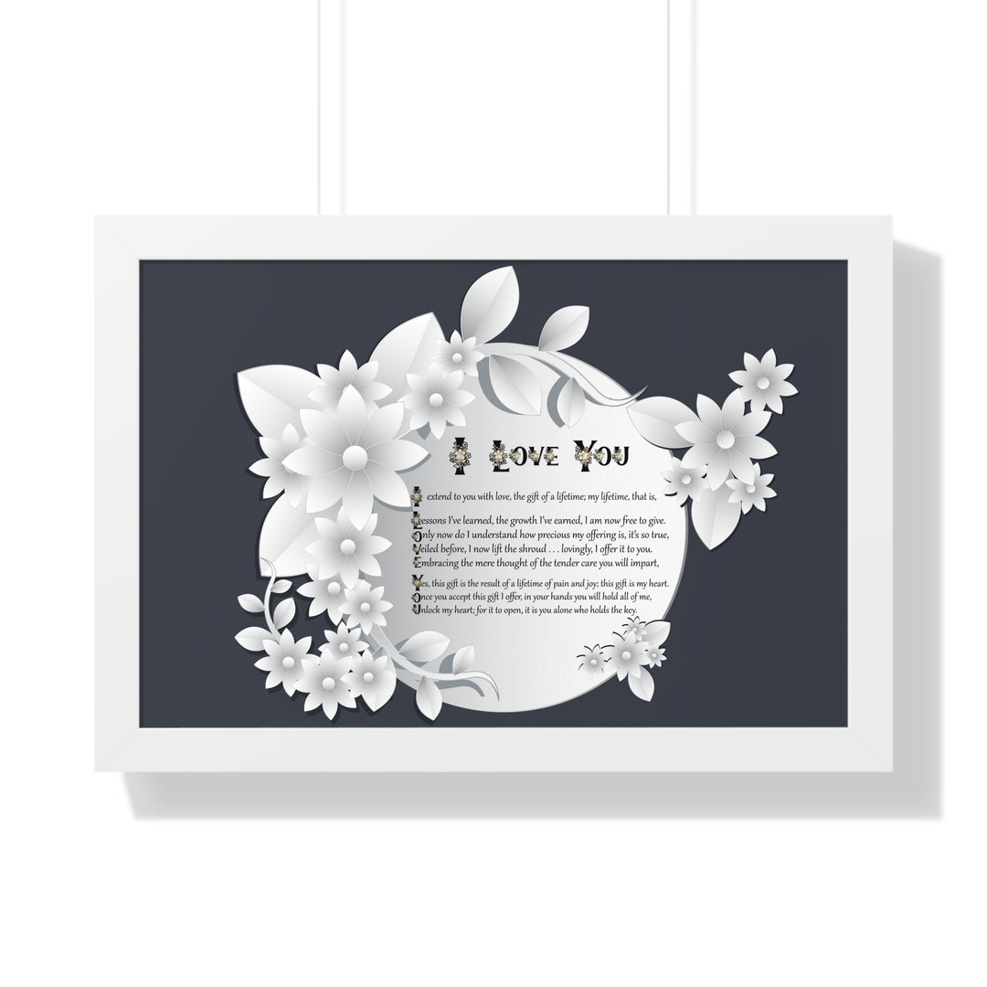 It's Just a Phrase "I Love You" Framed Acrostic Poem Print- Floral