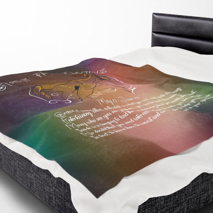 Gemini Acrostic Poem Velveteen Plush Blanket - Colored