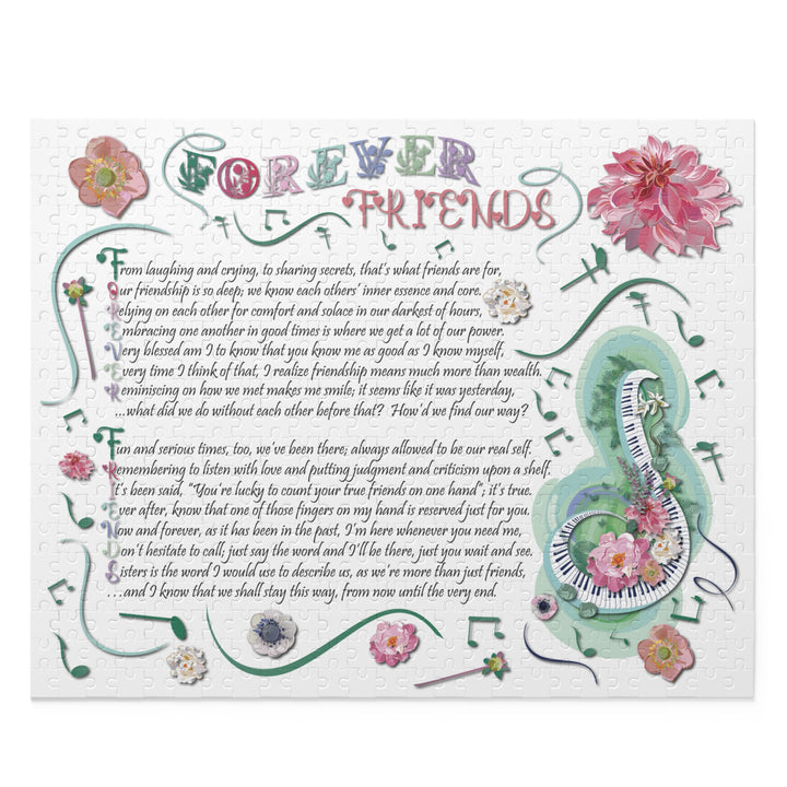 Forever Friends Acrostic Jigsaw - Musical Notes and Flowers