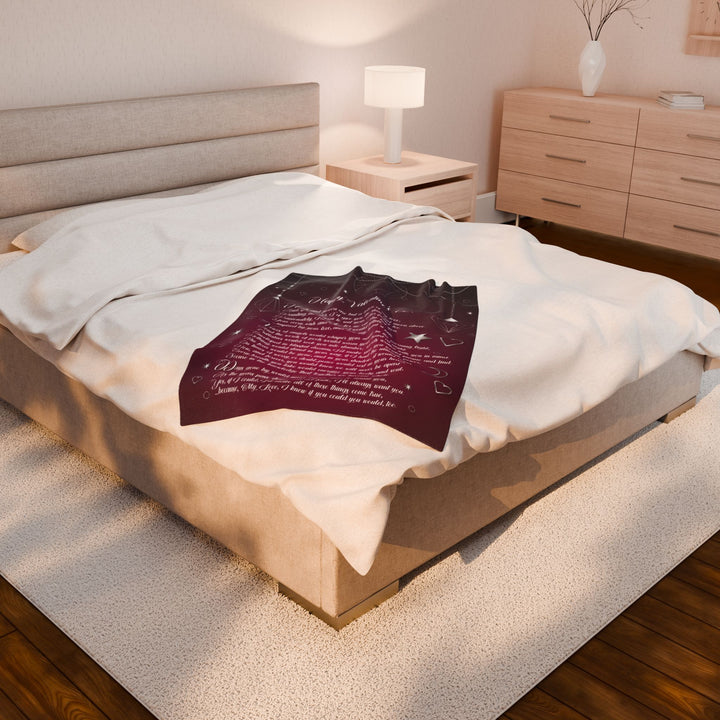 "Happy Valentine's Day" Acrostic Poem Velveteen Plush Blanket - Hearts-Stars