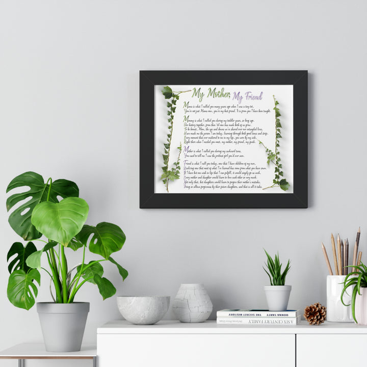 "My Mother, My Friend" Framed Acrostic Poem Print - Soft
