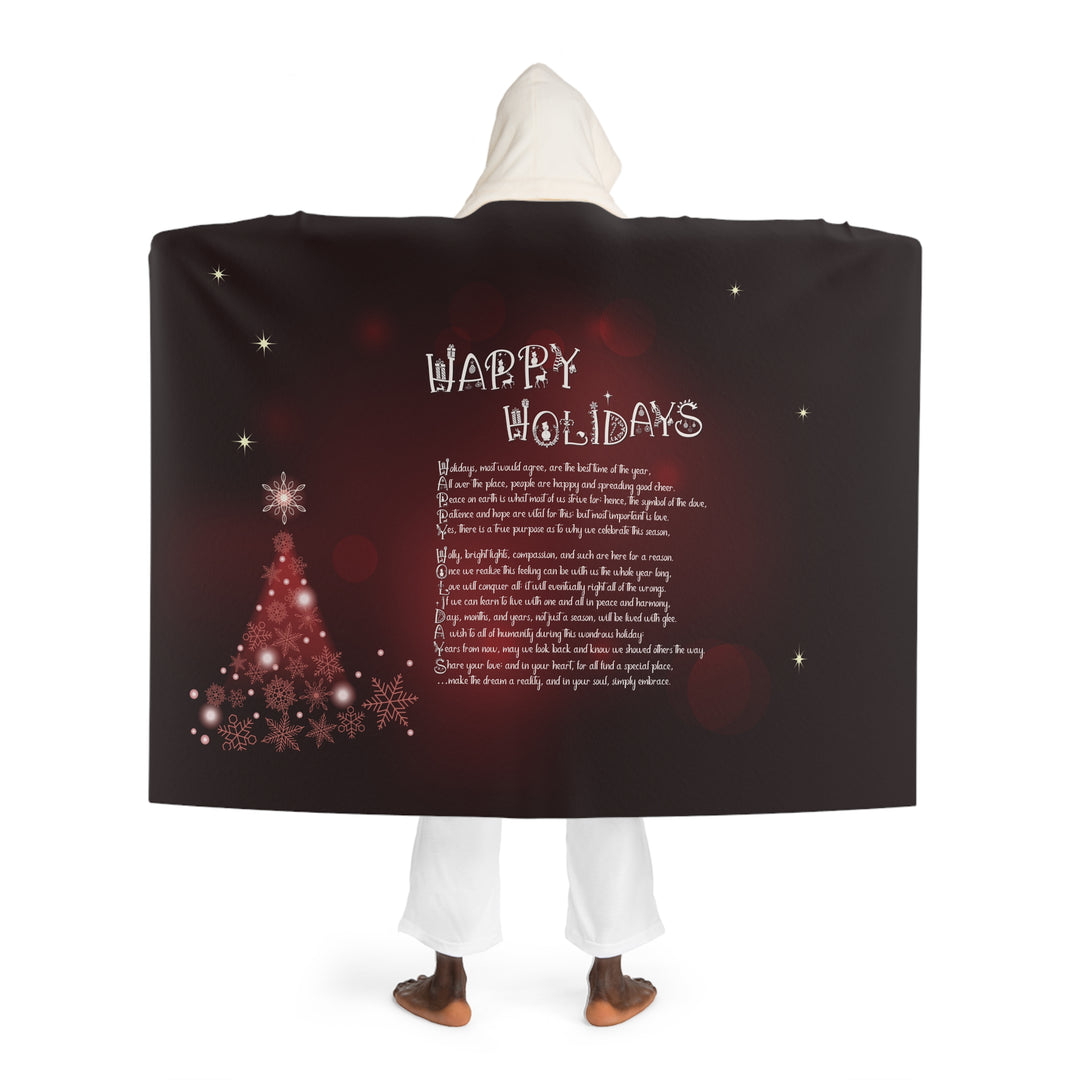 Happy Holidays Acrostic Poem Hooded Sherpa Blanket