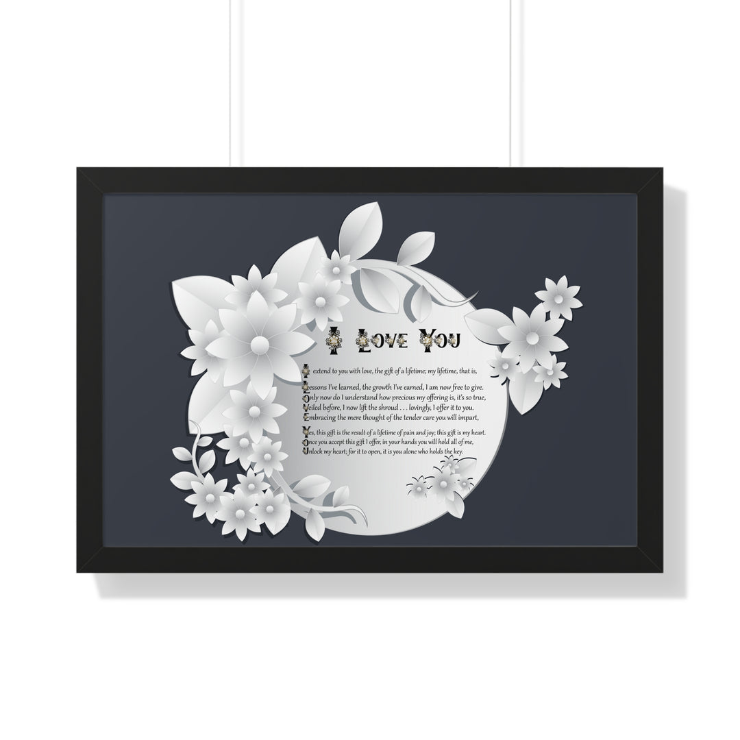 It's Just a Phrase "I Love You" Framed Acrostic Poem Print- Floral