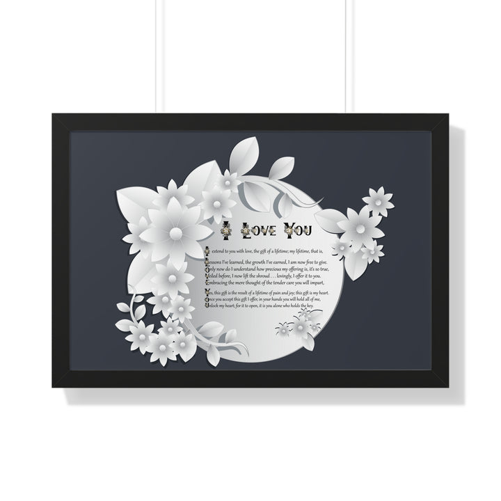 It's Just a Phrase "I Love You" Framed Acrostic Poem Print- Floral