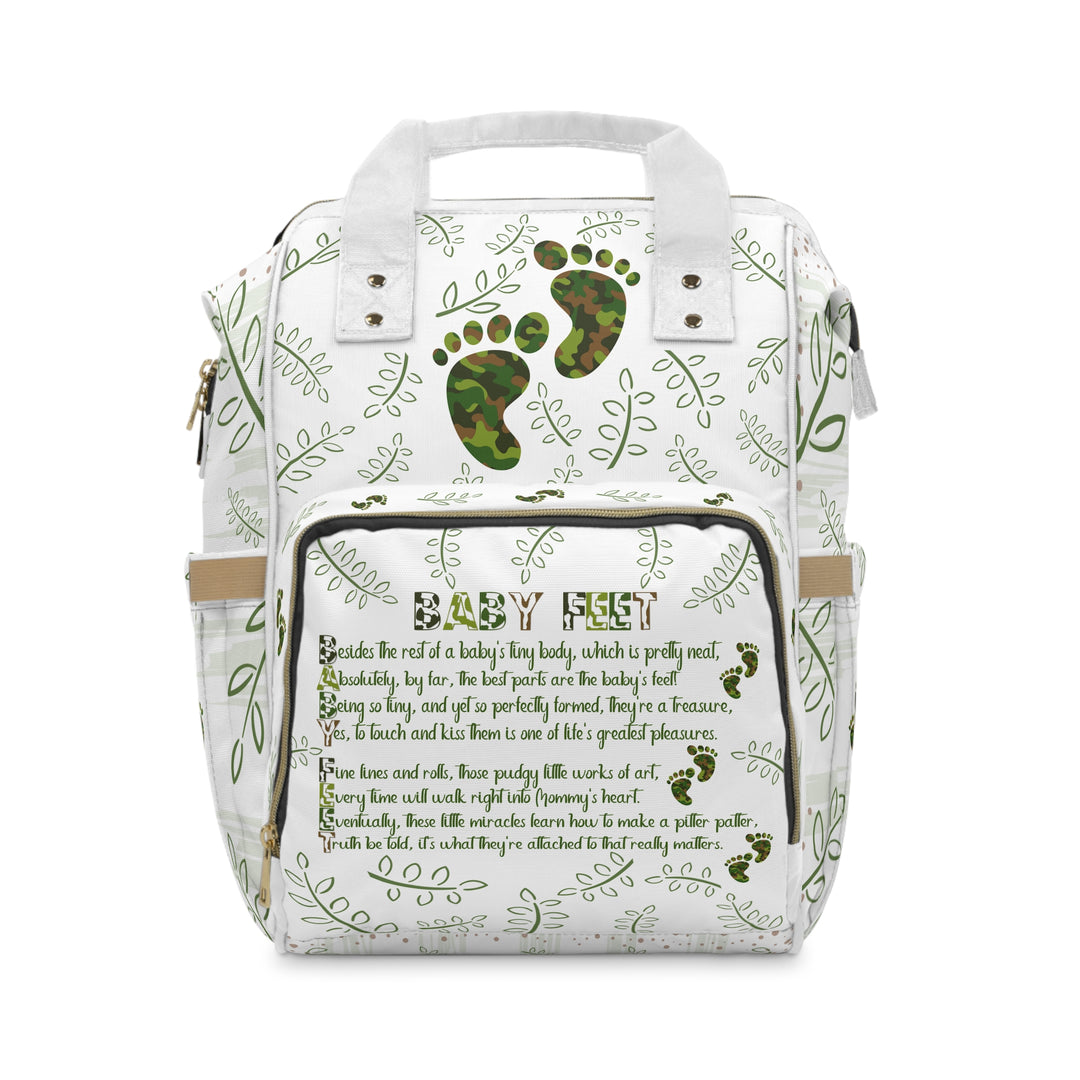 Baby Feet Acrostic Poem Multifunctional Diaper Backpack - Camo - No Personalization