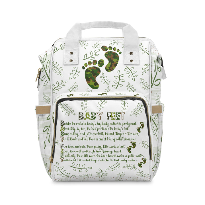 Baby Feet Acrostic Poem Multifunctional Diaper Backpack - Camo - No Personalization