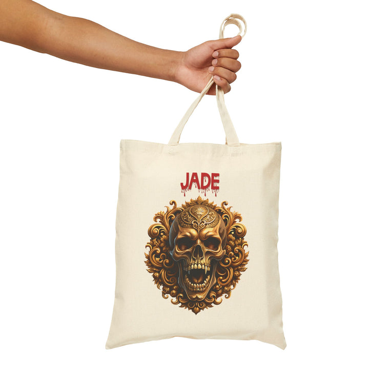 "Happy Halloween" Acrostic Poem Canvas Candy Tote Bag - Creepy Skull- Personalized