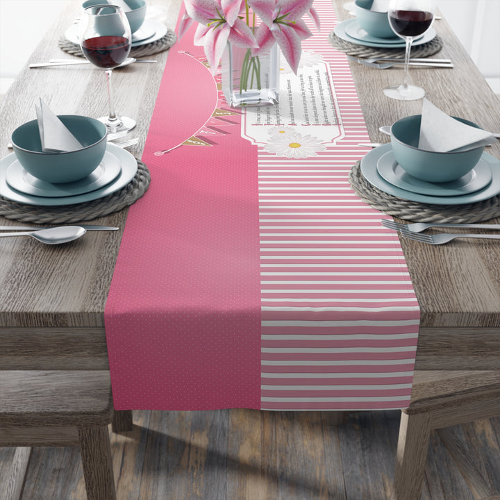 It’s a Girl Table Runner - Pink-White Stripes - No Personalization
