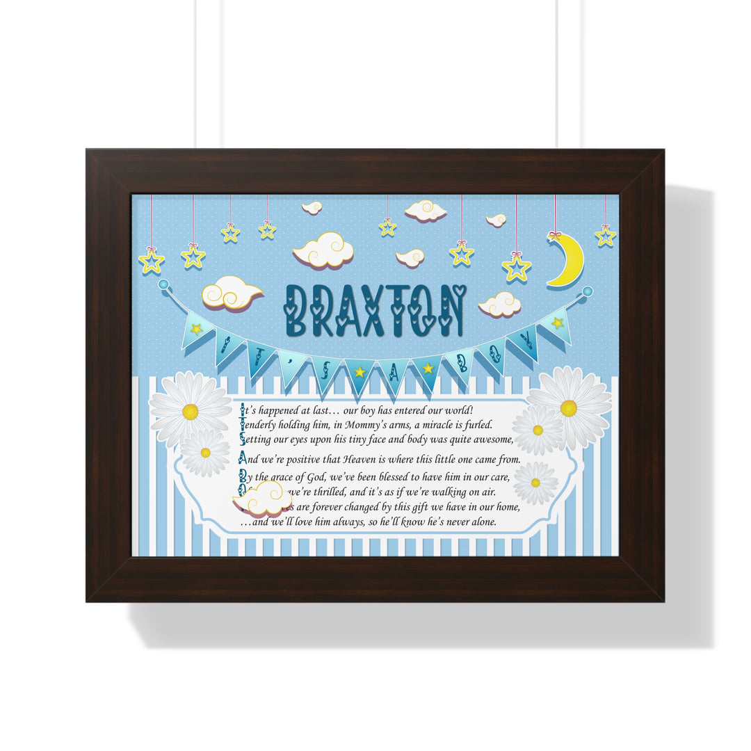 Baby Steps "It's a Boy" Framed Print Collection - Blue Stripes - Personalized