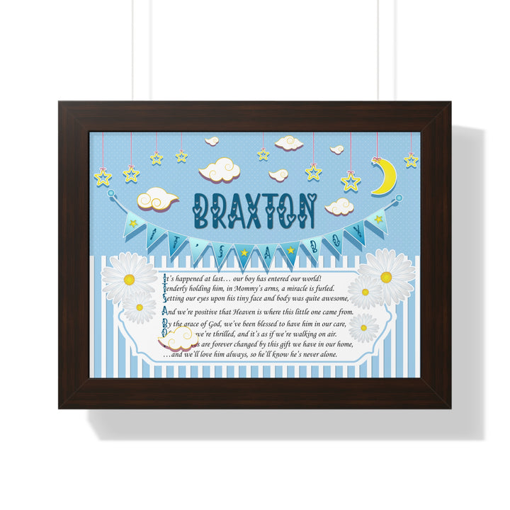Baby Steps "It's a Boy" Framed Print Collection - Blue Stripes - Personalized