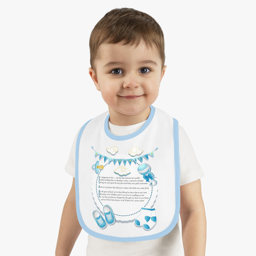 Baby Steps Acrostic Poem - Contrast Trim Jersey Bib - "It's a Boy" - Baby Items