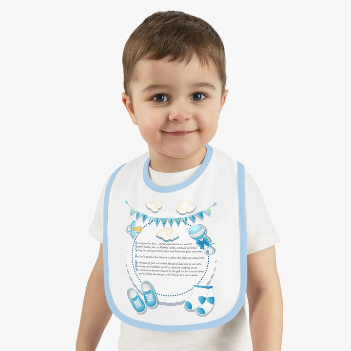 Baby Steps Acrostic Poem - Contrast Trim Jersey Bib - "It's a Boy" - Baby Items