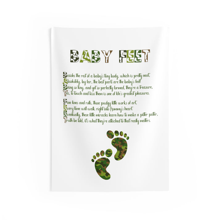 "Baby Feet" Acrostic Poem Baby Shower Backdrop - Camo