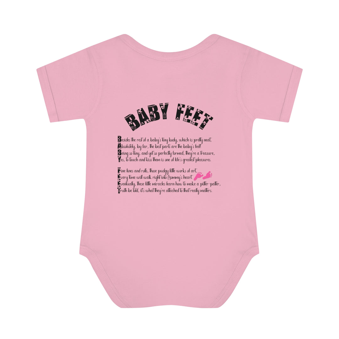 Baby Steps "Baby Feet" Acrostic Poem Bodysuit - Pink Footprints