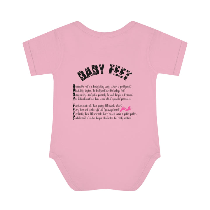 Baby Steps "Baby Feet" Acrostic Poem Bodysuit - Pink Footprints