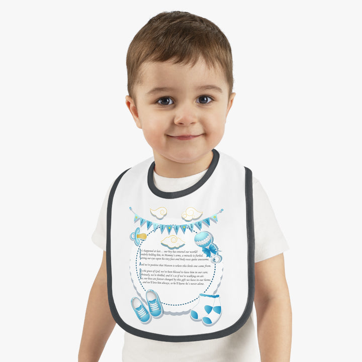 Baby Steps Acrostic Poem - Contrast Trim Jersey Bib - "It's a Boy" - Baby Items