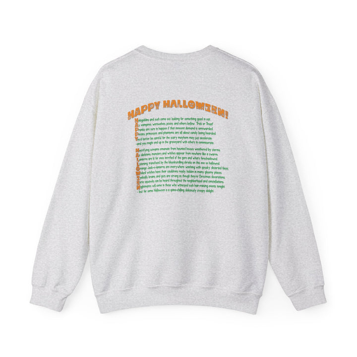 Happy Halloween Acrostic Poem Sweatshirt -  Old Witch