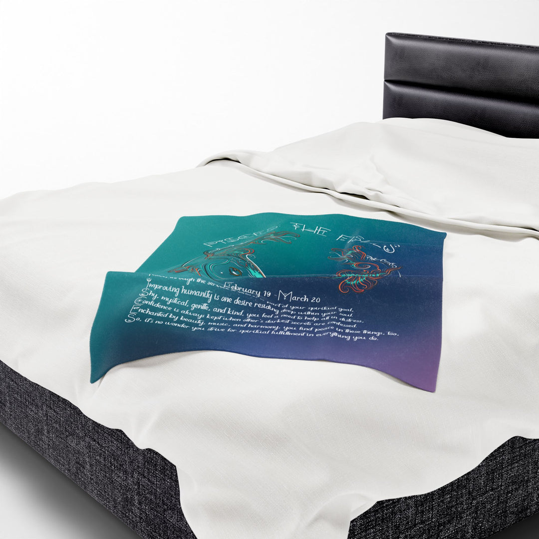 Pisces Acrostic Poem Velveteen Plush Blanket - Colored