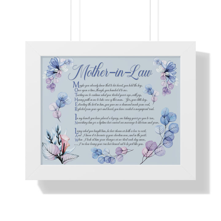 It's Just a Phrase "Mother-in-Law" Framed Horizontal Acrostic Poem Print- Floral