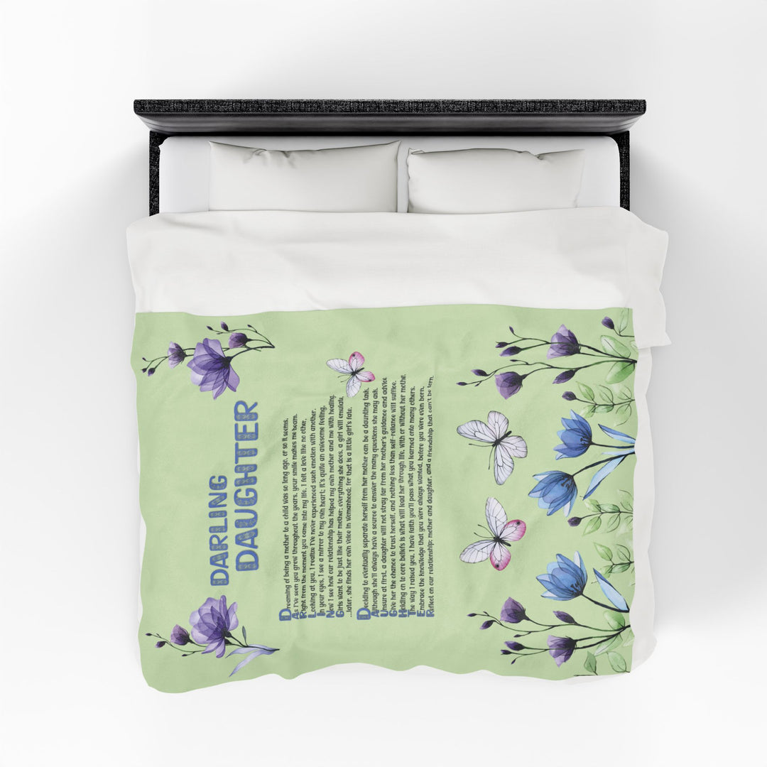 Darling Daughter Acrostic Poem Velveteen Plush Blanket - Floral Design