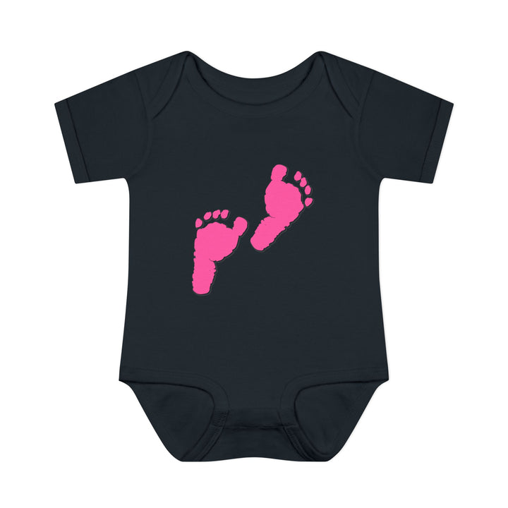 Baby Steps "Baby Feet" Acrostic Poem Bodysuit - Pink Footprints