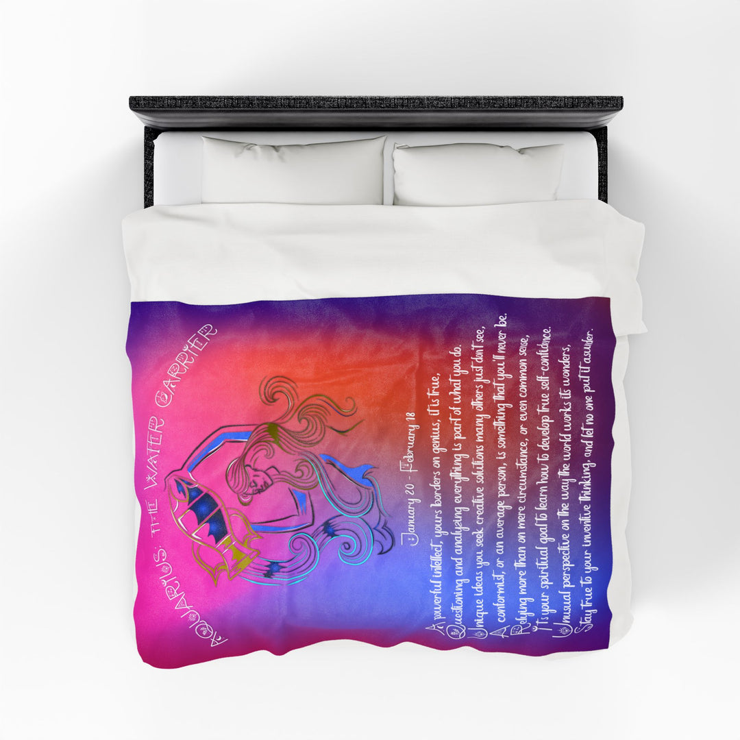 Aquarius Acrostic Poem Velveteen Plush Blanket