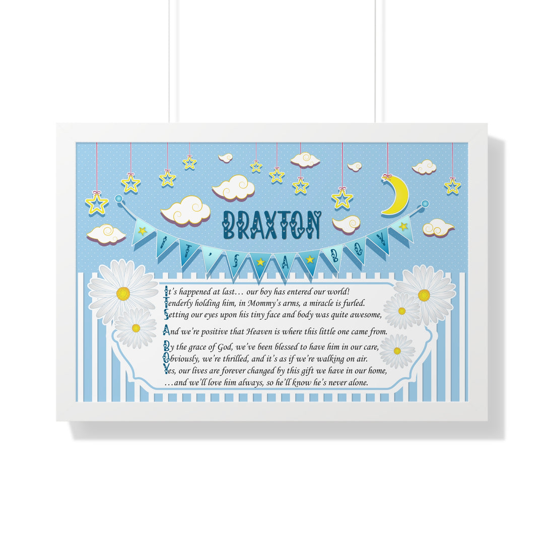 Baby Steps "It's a Boy" Framed Print Collection - Blue Stripes - Personalized