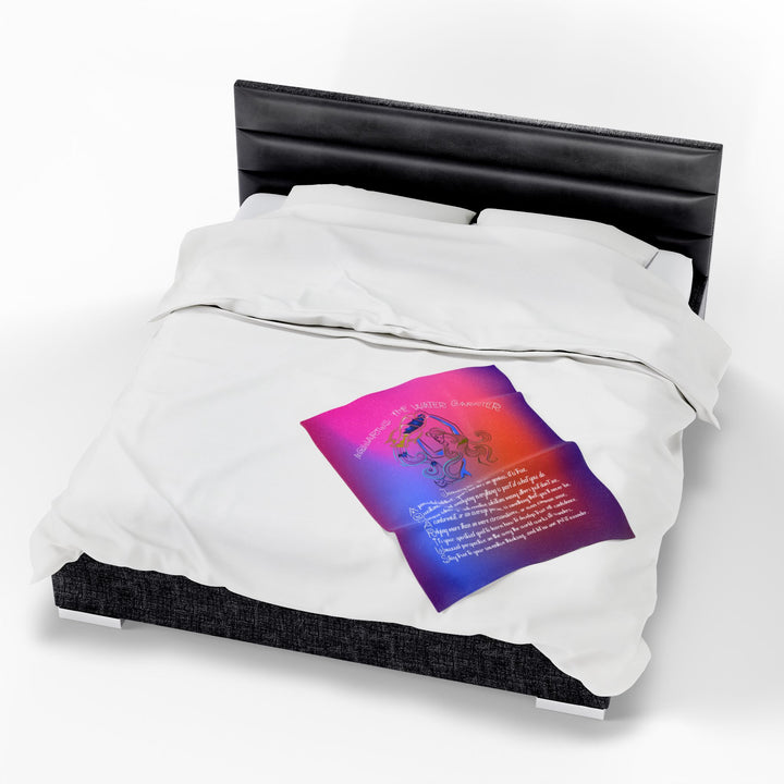 Aquarius Acrostic Poem Velveteen Plush Blanket - Colored
