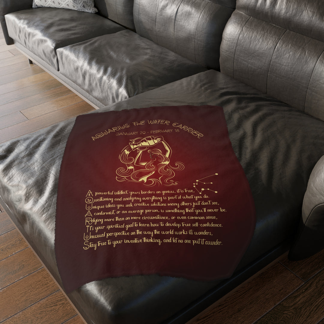 Aquarius Acrostic Poem Velveteen Microfiber Blanket (Two-sided print)