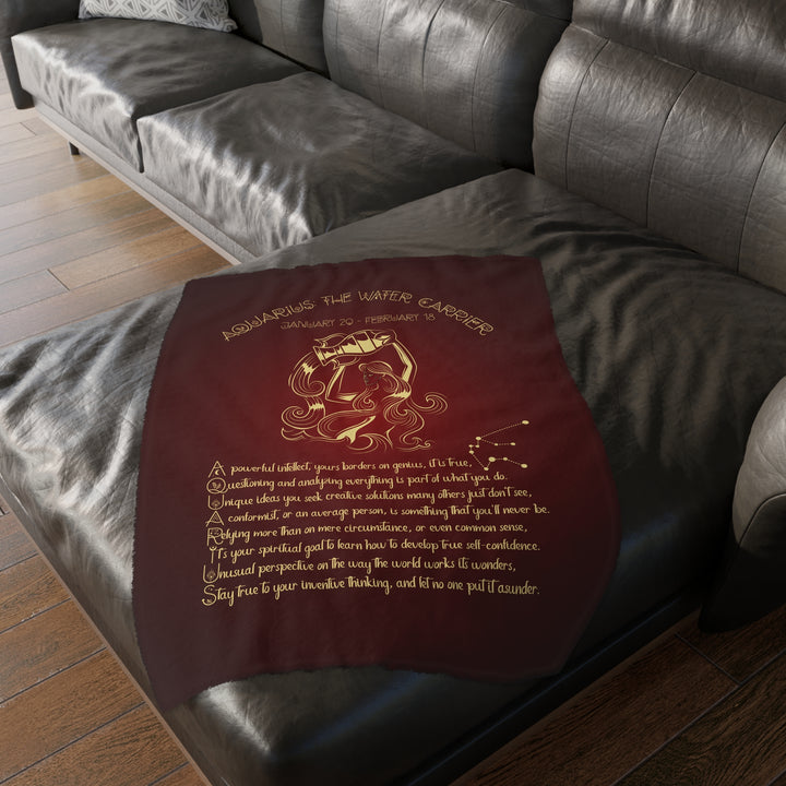 Aquarius Acrostic Poem Velveteen Microfiber Blanket (Two-sided print)