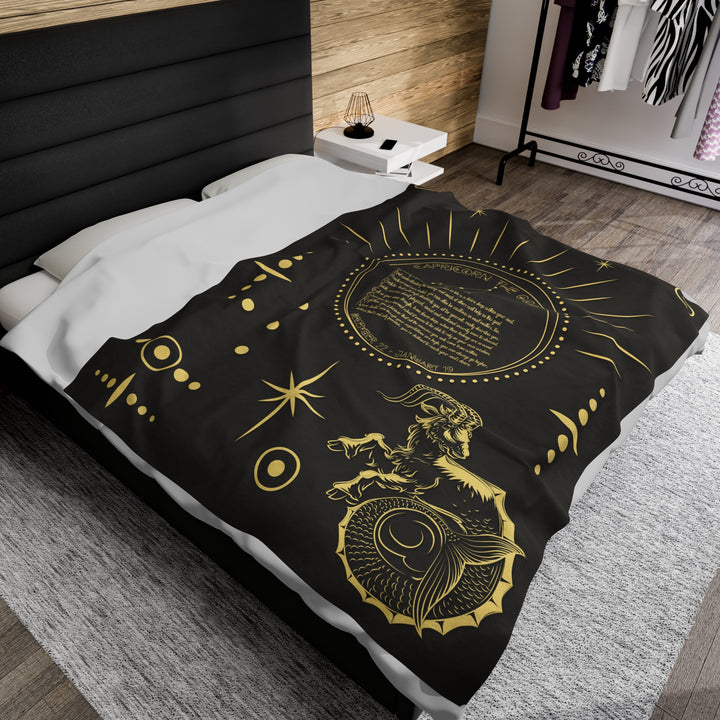 Written in the Stars Velveteen plush blanket with acrostic poem spelling out "Capricorn"