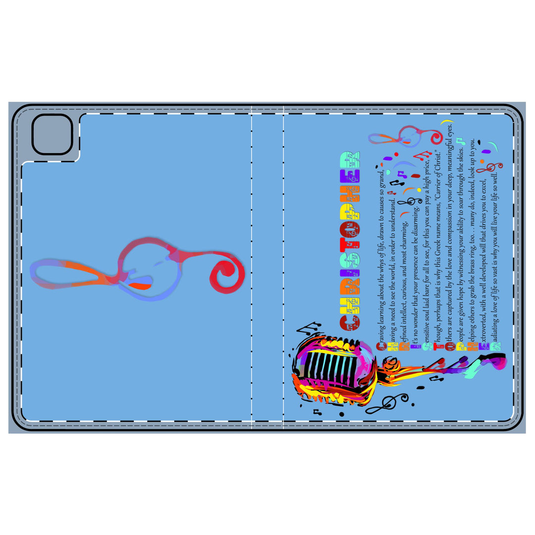Namesakes Acrostic Poem Tablet Folio Case - Musical Notes and Mic