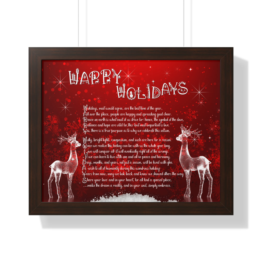 It's Just a Phrase "Happy Holidays" Framed Horizontal Acrostic Poem Poster