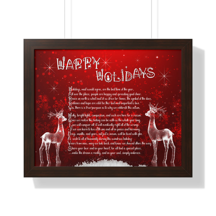 It's Just a Phrase "Happy Holidays" Framed Horizontal Acrostic Poem Poster