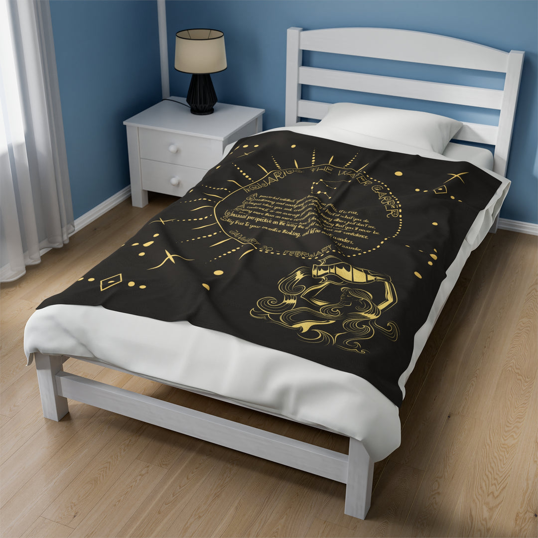 Written in the Stars Velveteen plush blanket with acrostic poem "Aquarius"
