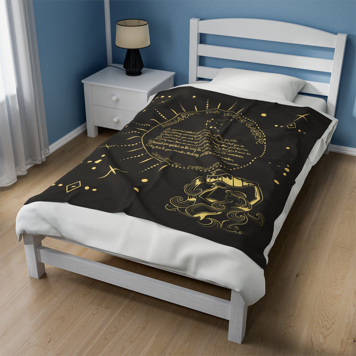 Written in the Stars Velveteen plush blanket with acrostic poem "Aquarius"
