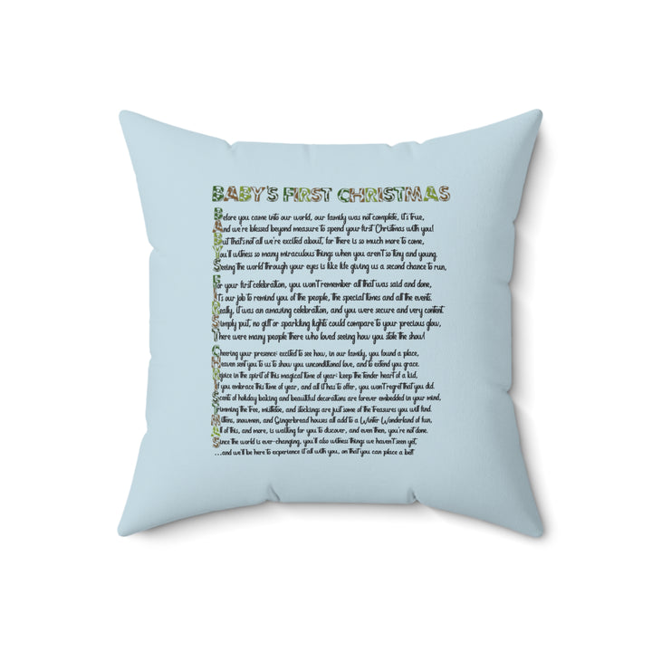 Baby's First Christmas Acrostic Poem Pillow - Camo Snowman - Blue - No Personalization