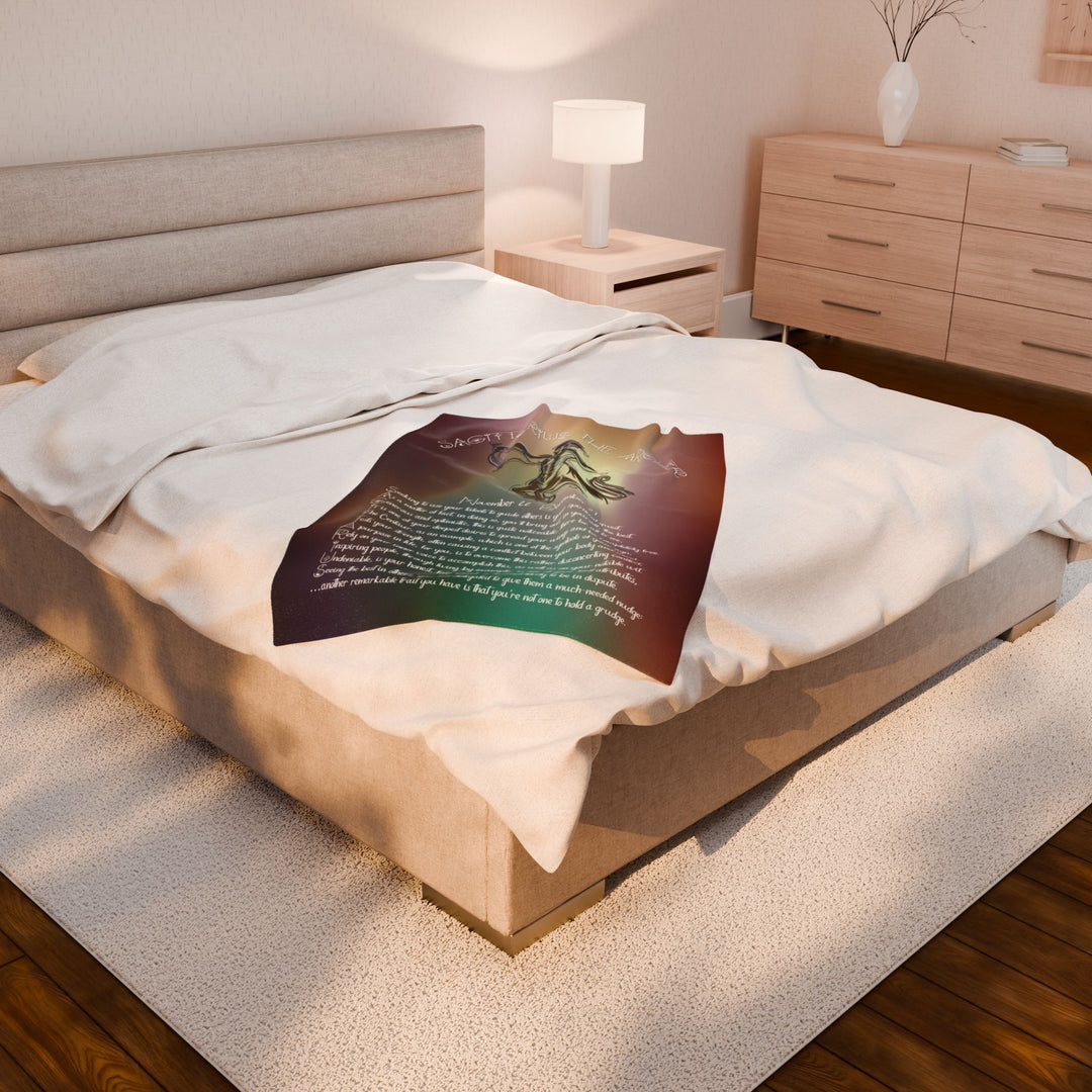 Sagittarius Acrostic Poem Velveteen Plush Blanket - Colored