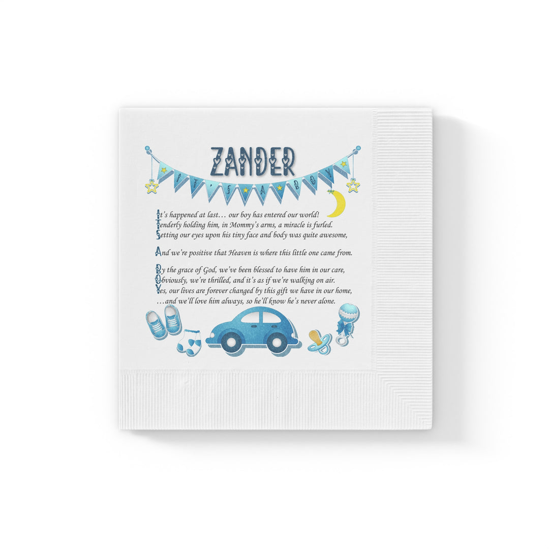 "It's a Boy" White Coined Napkins - Personalized