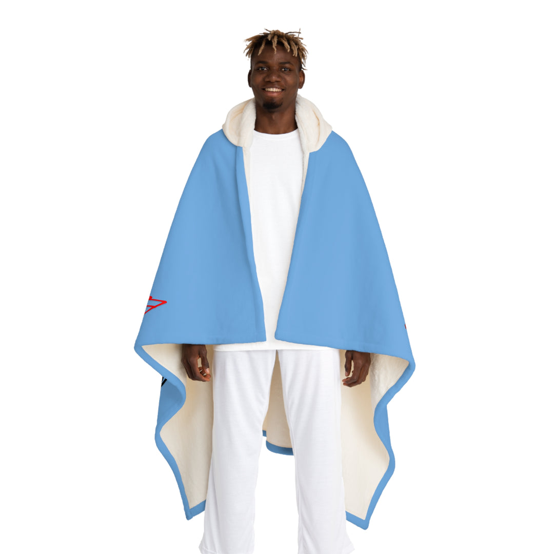 Namesakes Hooded Sherpa Fleece Blanket - Mic and Musical Notes - Blue Background
