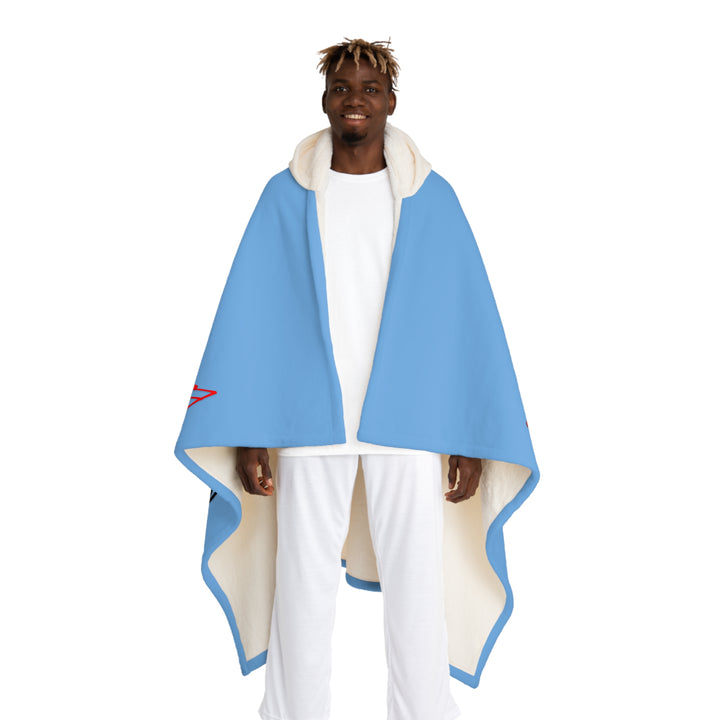 Namesakes Hooded Sherpa Fleece Blanket - Mic and Musical Notes - Blue Background