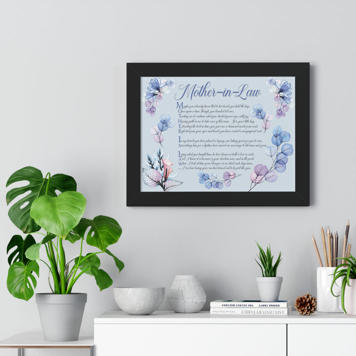 It's Just a Phrase "Mother-in-Law" Framed Horizontal Acrostic Poem Print- Floral
