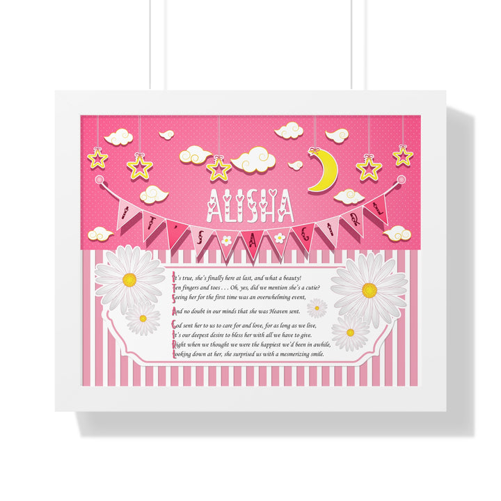 Baby Steps Framed Print Collection - Pink Stripes - "It's a Girl" Personalized