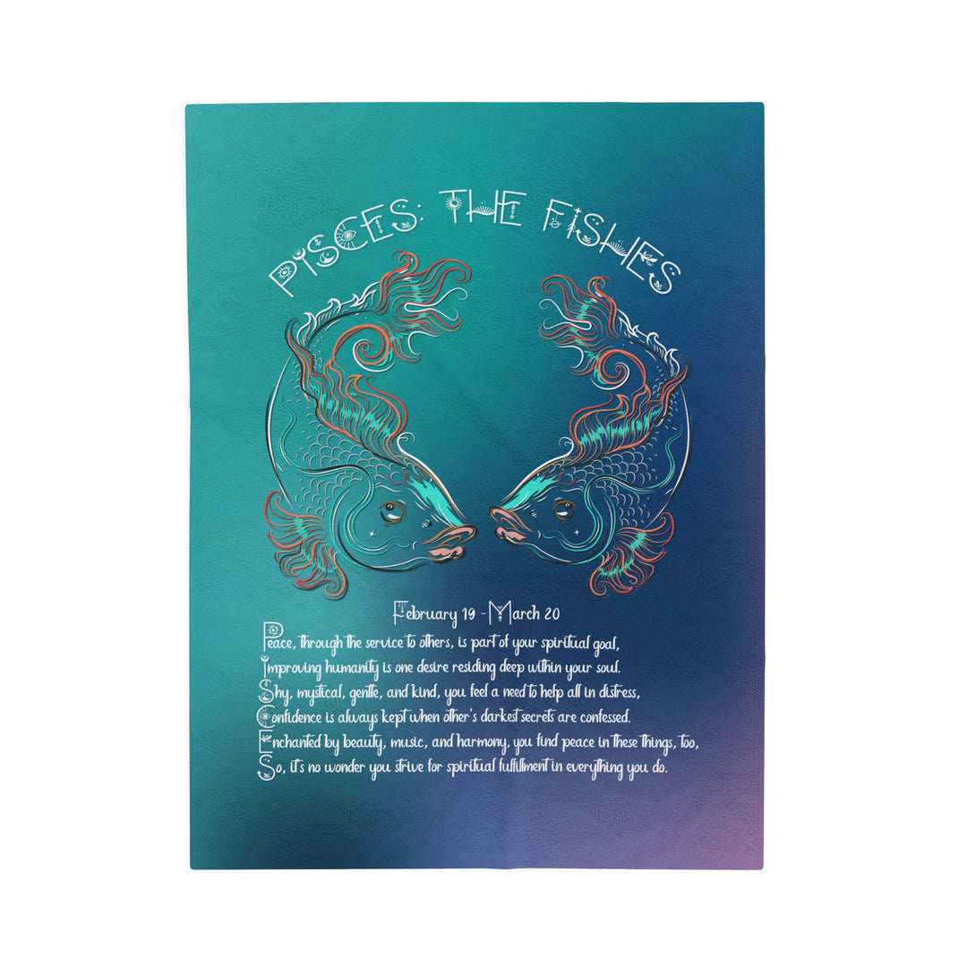 Pisces Acrostic Poem Velveteen Plush Blanket - Colored