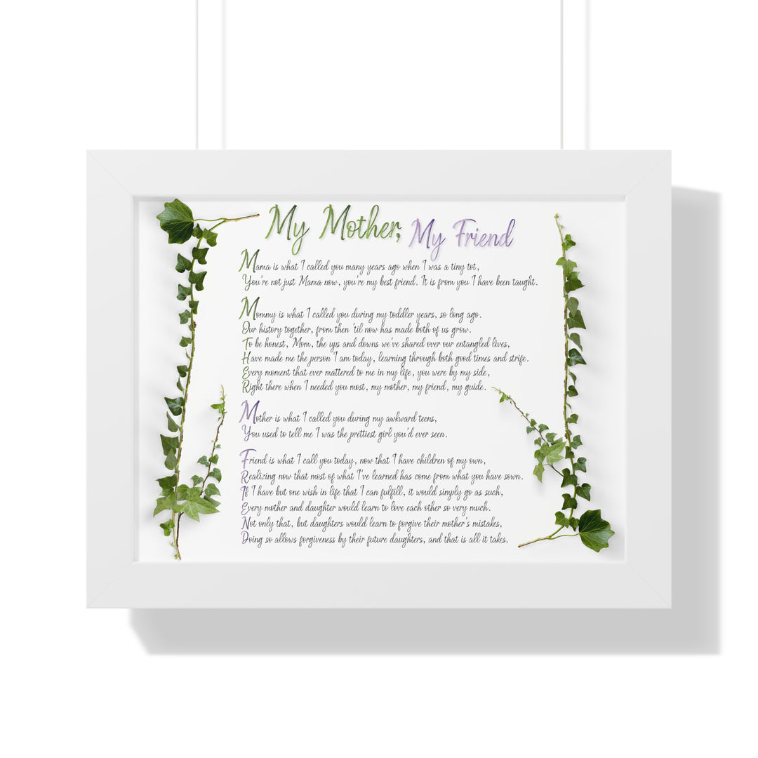 It's Just a Phrase "My Mother, My Friend" Framed Acrostic Poem Print